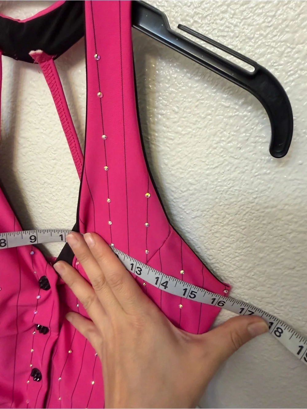 Kelle dance costume 2 piece hot pink jazz rhinestoned ALL THAT PINK 4215 MA adlt - Picture 11 of 13